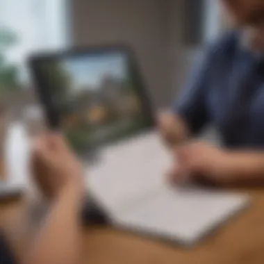 A person reviewing property management strategies in a notebook