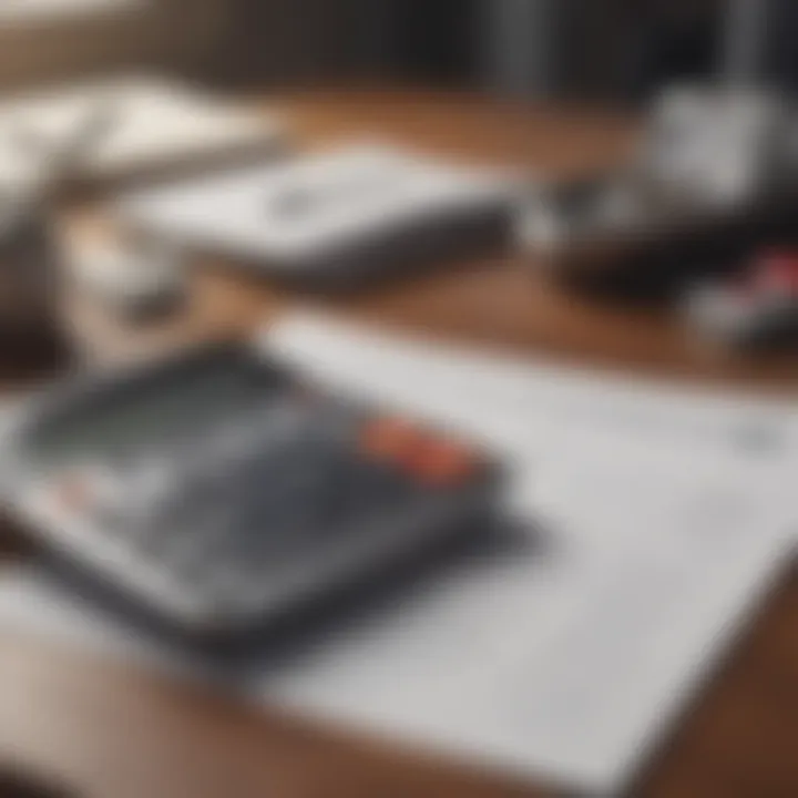 A calculator and financial documents laid out on a desk, symbolizing the financial planning aspect of boat purchasing.