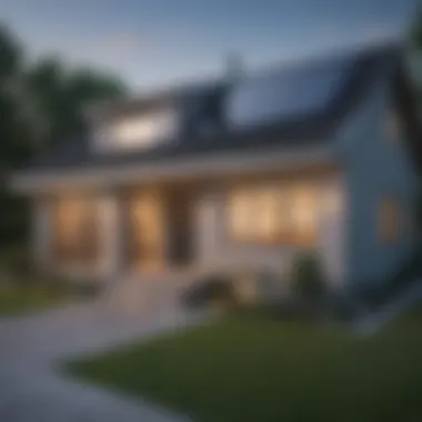 Modern Home with Solar Energy System A modern home equipped with solar panels on the roof