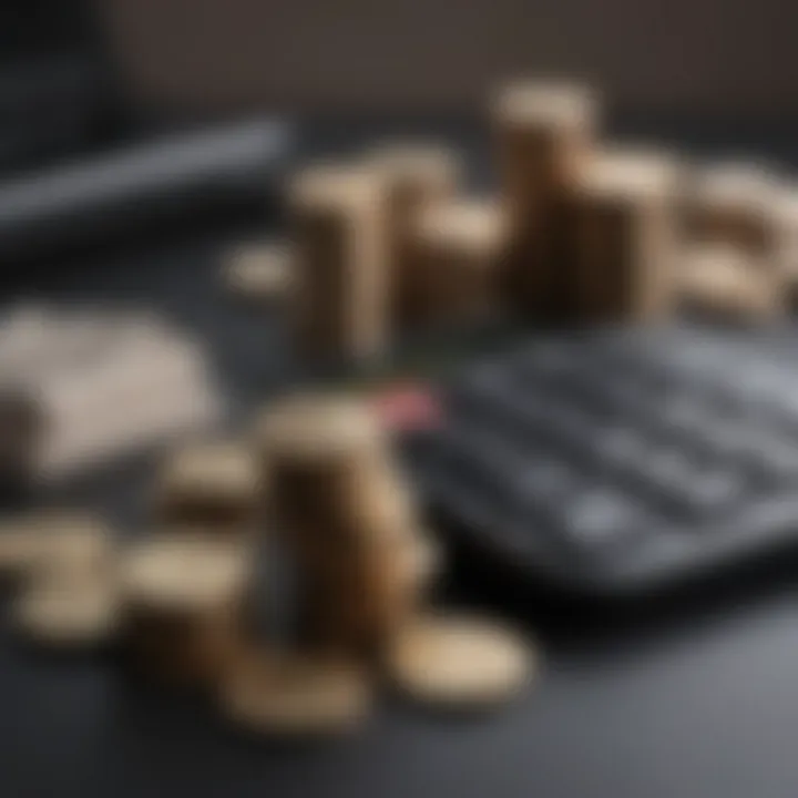 A stack of coins and a calculator representing investment growth