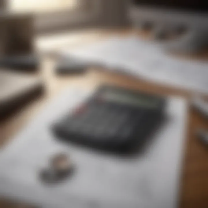 A calculator and financial documents on a desk