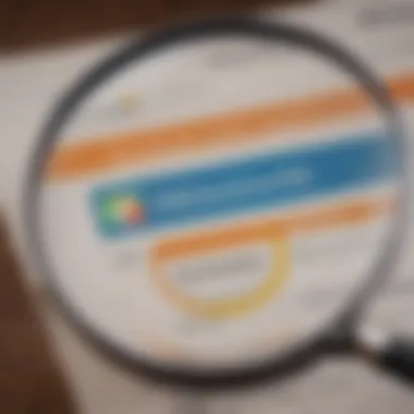 Close-up of a credit report with a magnifying glass