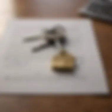 A house key on a stack of financial documents